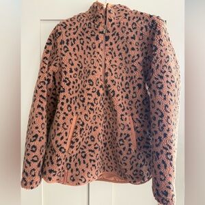 AMPERSAND AVE Rust Leopard Print Sherpa Jacket
